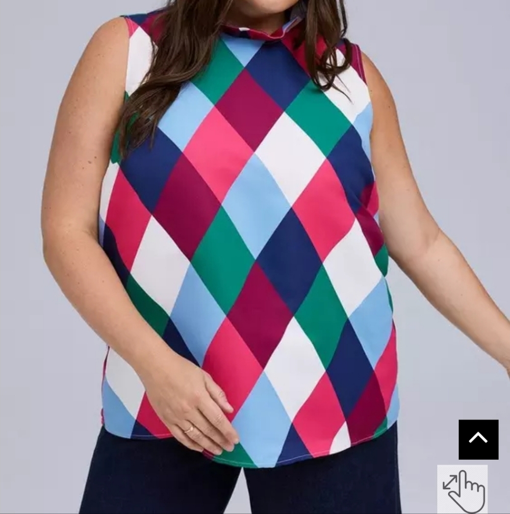 Torrid Belle Isle Sleeveless Diamond Print Top - Pink, Green, Blue, White